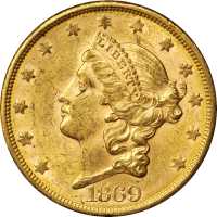 1869-S Liberty Head Double Eagle. MS-61 (PCGS).