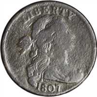 1807 Draped Bust Cent. S-276. Rarity-1. Large Fraction. Fine-12 Environmental Damage, Surfaces Smoot