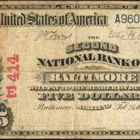 Baltimore, Maryland. $5 1902 Red Seal. Fr. 587. The Second NB. Charter #414. Very Good-Fine.