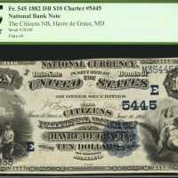 Havre de Grace, Maryland. $10 1882 Date Back. Fr. 545. The Citizens NB. Charter #5445. PCGS Very Fin