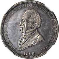 1860 John Bell. DeWitt-JBELL 1860-7. Silver. 28 mm. MS-63 (NGC).