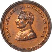 Undated (1864) George B. McClellan / Open Wreath and Shield. Fuld-142/347 a. Rarity-8. Copper. 18 mm
