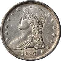 1837 Capped Bust Half Dollar. Reeded Edge. 50 CENTS. GR-23. Rarity-2. EF Details--Cleaned (PCGS).