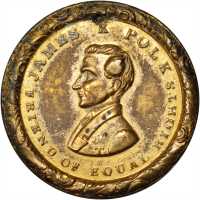 1844 James K. Polk. DeWitt-JP 1844-6. Gilt brass shells. 25.7 mm. Choice Extremely Fine, pierced.