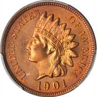1901 Indian Cent. MS-66 RB (PCGS).