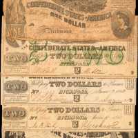 Confederate Currency. Lot of (5) 1862 Notes. Very Good to Choice Very Fine.