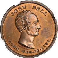 1860 John Bell. DeWitt-JBELL 1860-4. Copper. 31 mm. MS-64 BN (NGC).