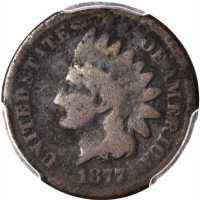 1877 Indian Cent. Good Details--Environmental Damage (PCGS).