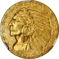 1910 Indian Half Eagle. MS-64 (NGC).