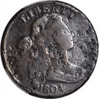 1804 Draped Bust Cent. S-266, the only known dies. Rarity-2. VG Details--Corrosion Removed (PCGS).