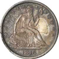 1846-O Liberty Seated Half Dollar. WB-13. Rarity-3. Medium Date. Repunched Date. AU Details--Altered