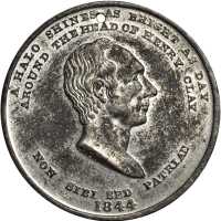 1844 Henry Clay. DeWitt-HC 1844-23. White metal. 33.5 mm. About Uncirculated, neatly pierced.