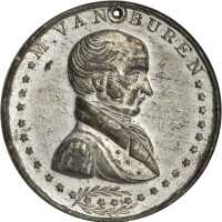 1836 Martin Van Buren. DeWitt-MVB 1836-1. White metal. 36.7 mm. AU-58 (NGC).