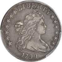 1799 Draped Bust Silver Dollar. BB-160, B-12. Rarity-3. EF Details--Damage (PCGS).