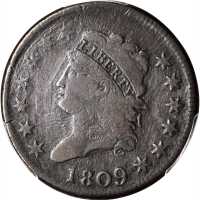 1809 Classic Head Cent. S-280, the only known dies. Rarity-2. VG Details--Repaired (PCGS).