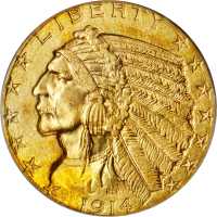 1914 Indian Half Eagle. MS-64 (PCGS).