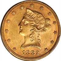 1882 Liberty Head Eagle. MS-61 (PCGS).
