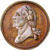 (ca. 1863) Washington and U.S. Shield medalet by George Lovett. Second obverse. Copper. GW-511, Bake