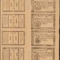 SC-139, 140, 141, 135. South Carolina. December 23, 1776. $5-$6-$8-$1. Double Pane Uncut Sheet. Abou