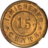 Unknown Regiment. I. Michener. Schenkman UI-N-15B. Brass. 19 mm. MS-62 (NGC).