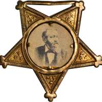 Pair of 1888 Benjamin Harrison campaign pieces with paper portraits of the candidate.