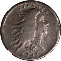 1793 Flowing Hair Cent. Wreath Reverse. S-10. Rarity-4. Vine and Bars Edge. VG Details. VG Details--