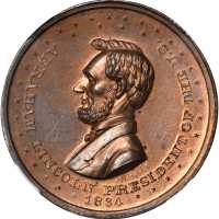 1864 Abraham Lincoln. DeWitt-AL 1864-28. Copper. 28 mm. MS-64 BN (NGC).