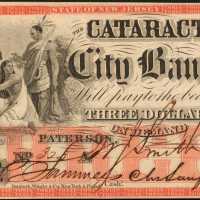 Paterson, New Jersey. Cataract City Bank. November 18, 1856. $3. Choice Uncirculated.