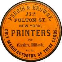New York, New York. 1867 Perris & Browne. Bowers NY-7140. Silvered brass. 38 mm. Mint State.