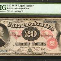 Fr. 129. 1878 $20 Legal Tender Note. PMG Choice Extremely Fine 45.