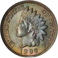 1892 Indian Cent. MS-64 BN (ANACS). OH.