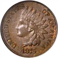 1875 Indian Cent. MS-64 BN (PCGS). OGH.
