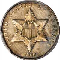 1860 Silver Three-Cent Piece. Proof-63 (PCGS).