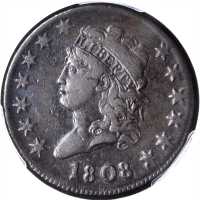 1808 Classic Head Cent. S-279. Rarity-1. VF Details--Environmental Damage (PCGS).