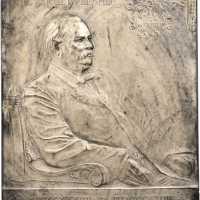 1908 Grover Cleveland Memorial Plaque. Silver. 89 mm x 78 mm. By J. Edouard Roine. Miller-22. Edge #