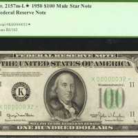 Fr. 2157m-K*. 1950 $100 Federal Reserve Star Note. Dallas. PCGS Choice About New 55 PPQ.