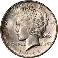 1921 Peace Silver Dollar. High Relief. MS-62 (PCGS).