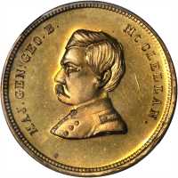 1864 George McClellan. DeWitt-GMcC 1864-23, var. Brass. 28 mm. MS-64 PL (NGC).