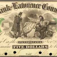 New Castle, Pennsylvania. Bank of Lawrence County. November 25, 1864. $5. About Uncirculated.