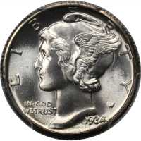 1934 Mercury Dime. MS-67 FB (PCGS). CAC.