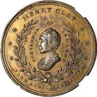 1844 Henry Clay. DeWitt-HC 1844-11. Brass. 39 mm. MS-62 (NGC).