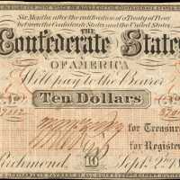 T-24. Confederate Currency. 1861 $10. Very Fine.