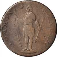 1788 Massachusetts Cent. Ryder 17-I, W-6420. Rarity-7. Period after MASSACHUSETTS. VG-10.