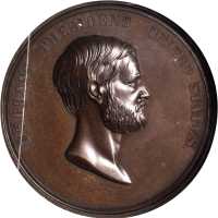 Undated (1872) Ulysses S. Grant Presidential Medal. Bronzed Copper. 45 mm. By William Barber. Julian