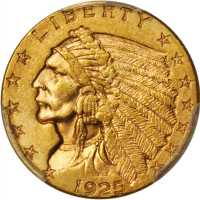 1925-D Indian Quarter Eagle. MS-62 (PCGS).