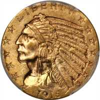 1915 Indian Half Eagle. MS-61 (PCGS).