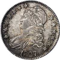 1827 Capped Bust Half Dollar. O-104. Rarity-1. Square Base 2. AU-58 (PCGS). CAC.