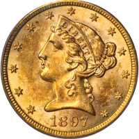 1897-S Liberty Head Half Eagle. MS-62 (PCGS). CAC.