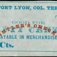 Fort Lyon, Colorado Territory. Sutlers Check. ND (18xx). 50 Cents. Very Fine. Remainder.