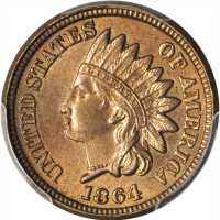 1864 Indian Cent. Copper-Nickel. MS-64 (PCGS).